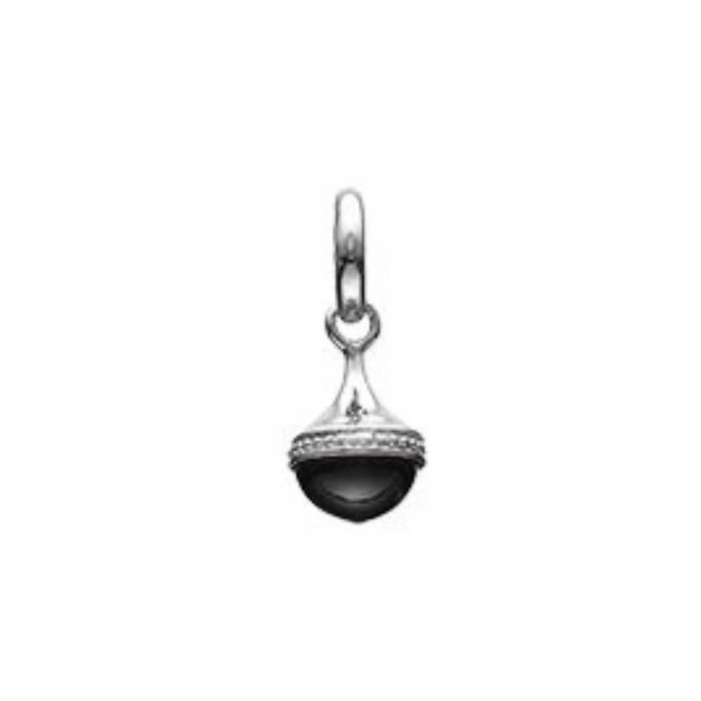 NEW STORY JEWELLERY women's onyx acorn charm in silver